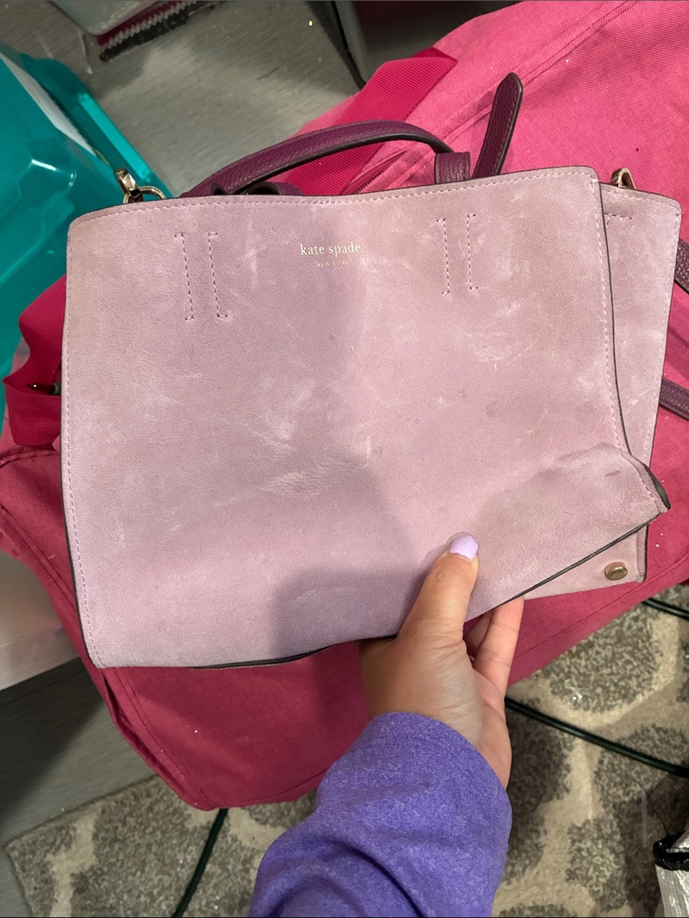 kate spade pink suede shoulder bag